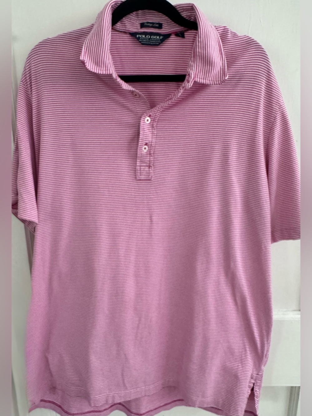 Polo Golf Ralph Lauren Mens Pink Striped Poll Vintage Lisle Pima Cotton Size XL